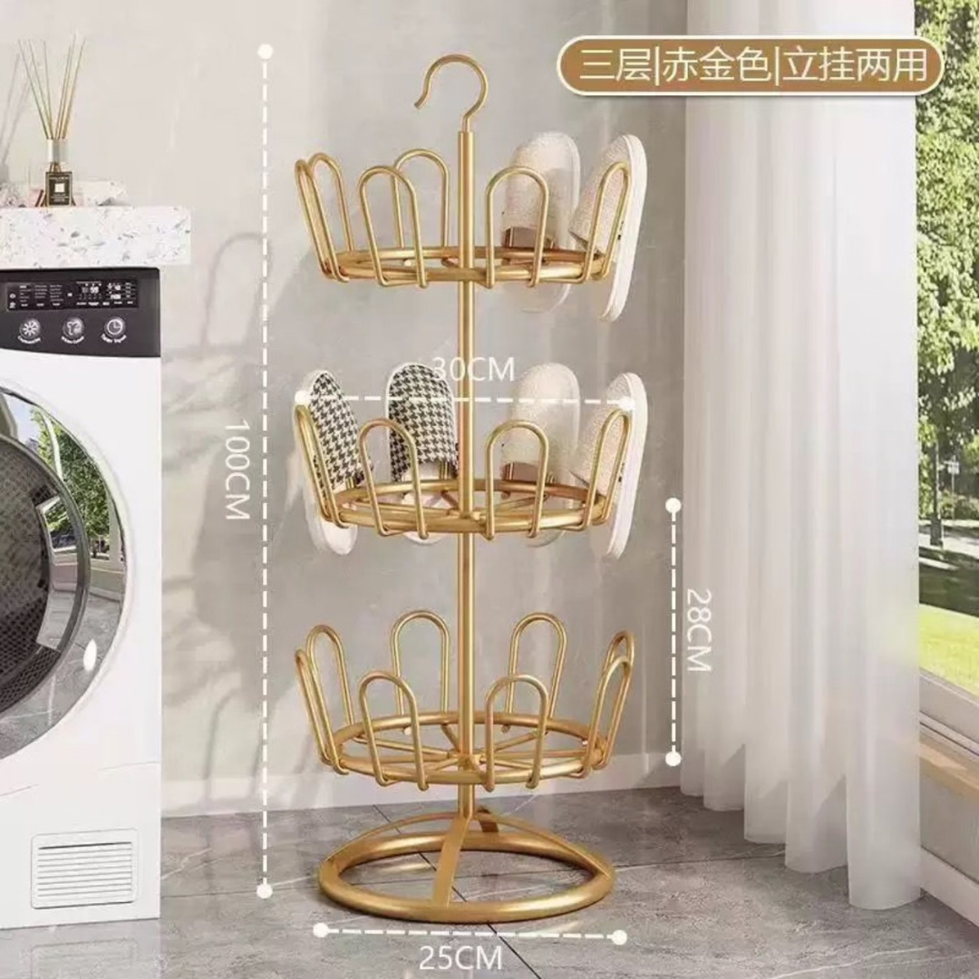 Three-Layer Rotating Iron Shoe Rack