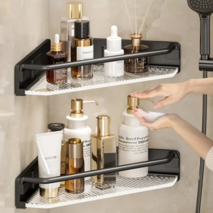 Corner bathroom shower candy shelf