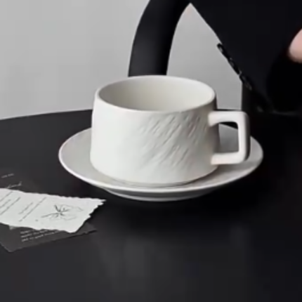 European textured Matte ceramic Cappuccino coffee cup set