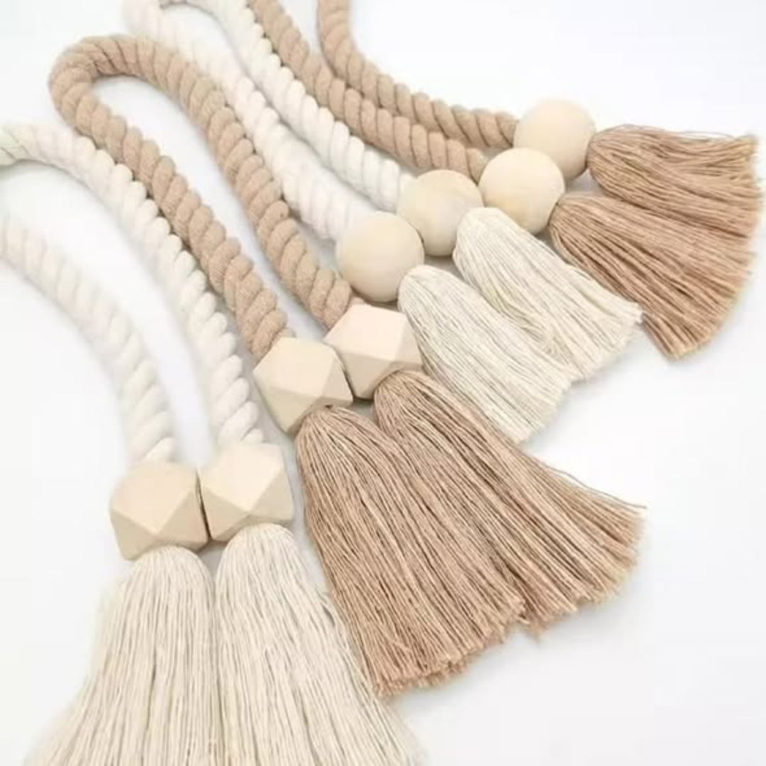 Hand-Woven Solid Wood Magnetic Knot Curtain Tiebacks