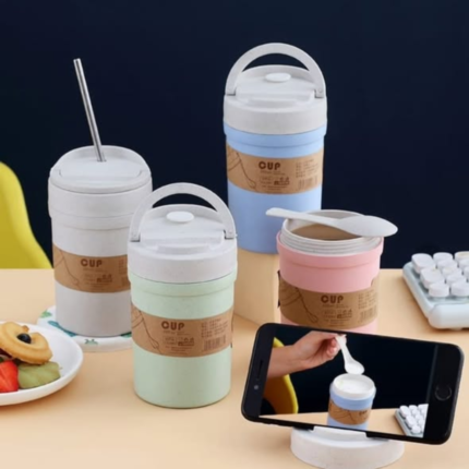 Wheat Straw Soup Cup with Spoon