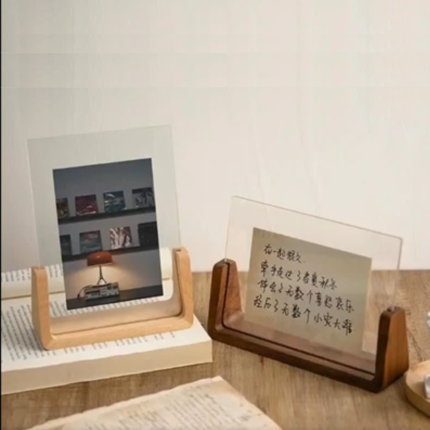 Acrylic Photo Frame with Wooden Base