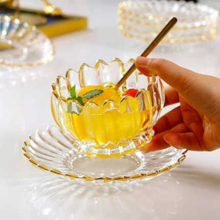 Glass Bowl Flower Type Fruit Plate