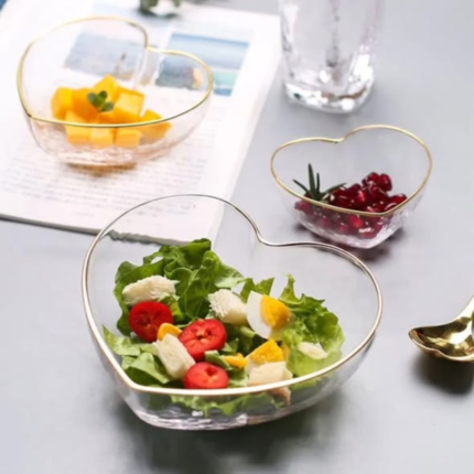 Heart-Shaped Golden Trim Bowl