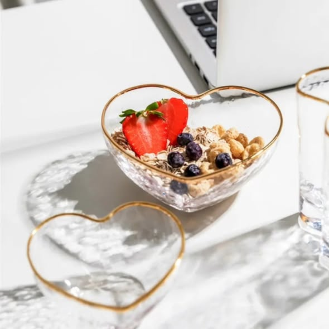 Heart-Shaped Golden Trim Bowl