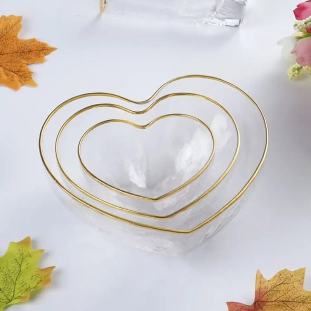 Heart-Shaped Golden Trim Bowl