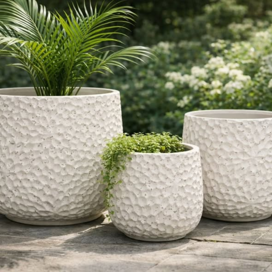 3-Piece Premium Concrete Planter Set