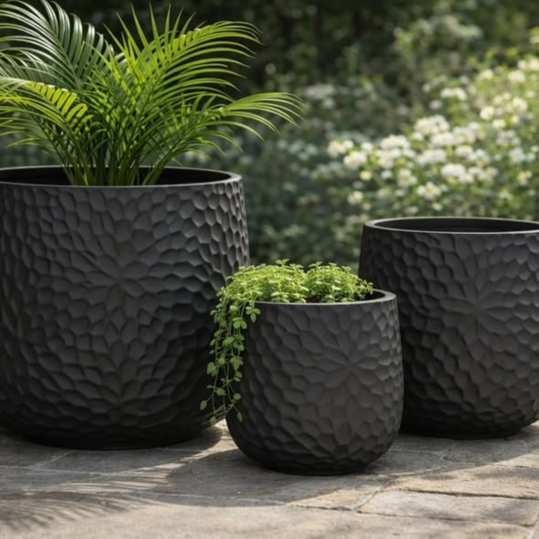 3-Piece Premium Concrete Planter Set