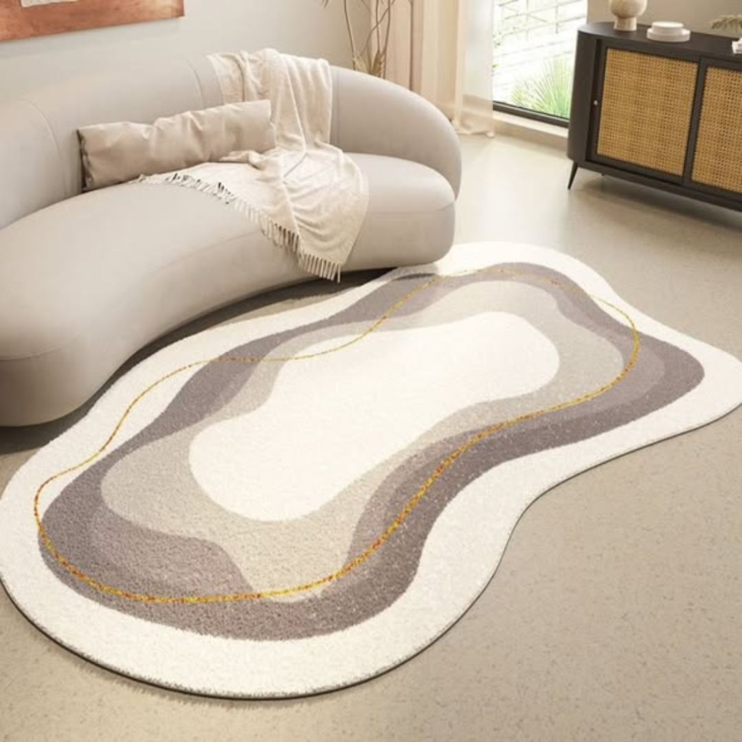 French Cream Style Irregular Pattern Area Rug
