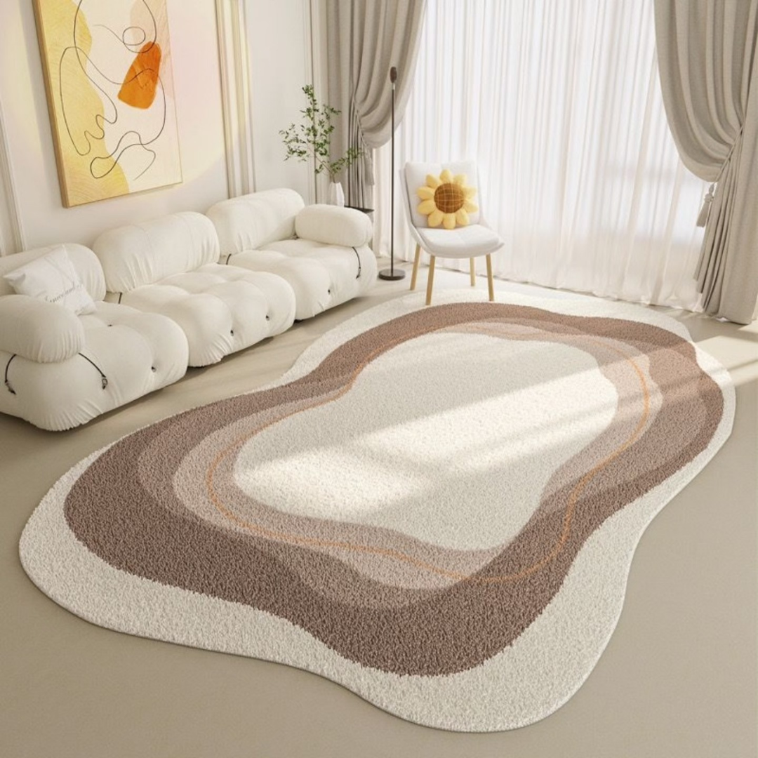 French Cream Style Irregular Pattern Area Rug