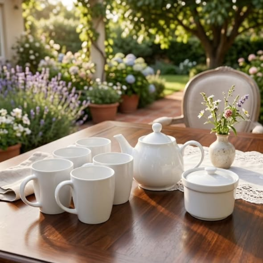 Ceramic White Tea Set