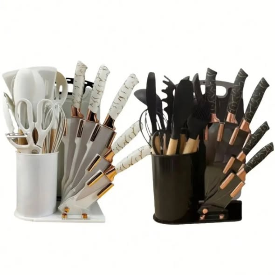 19pcs Heat Resistant Silicone Cooking Kitchen Spoon Set