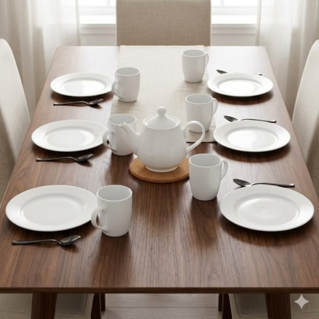 Ceramic Dinner Set White Plain