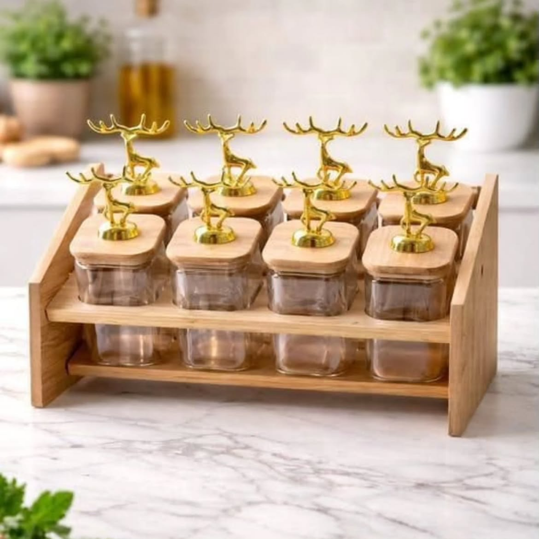 Exquisite 8pcs Kitchen Spice Rack Set with Bamboo Stand