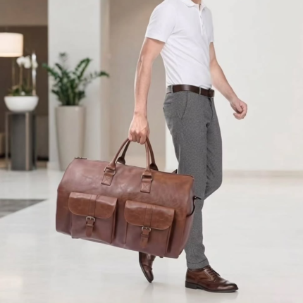 Brown 2-in-1 Convertible Garment Duffel Bag