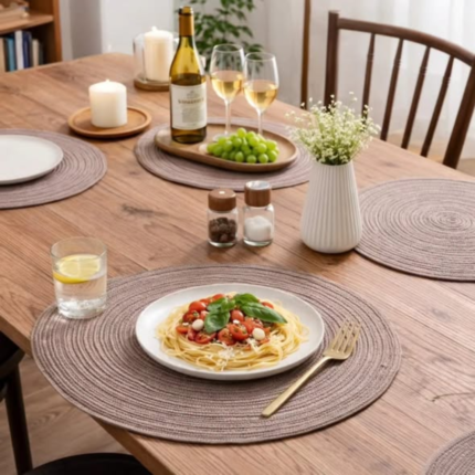 Round Woven Placemats 6pcs Set