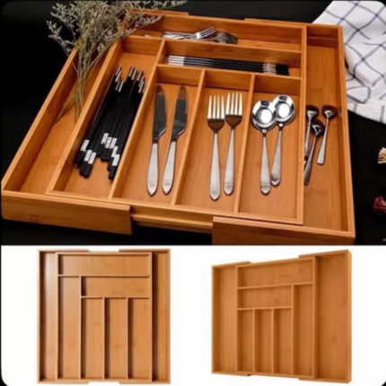 Bamboo Expandable Cutlery Organizer