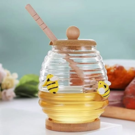 Honey Canister Container with Lid and Stirring Rod