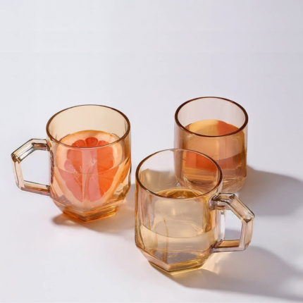 6-Piece Amber Glass Mug Set