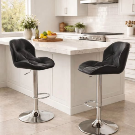 Black Leather Modern Adjustable Bar Stool