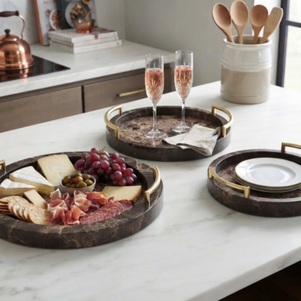 3-Piece Bamboo Nesting Trays with Grey Handles