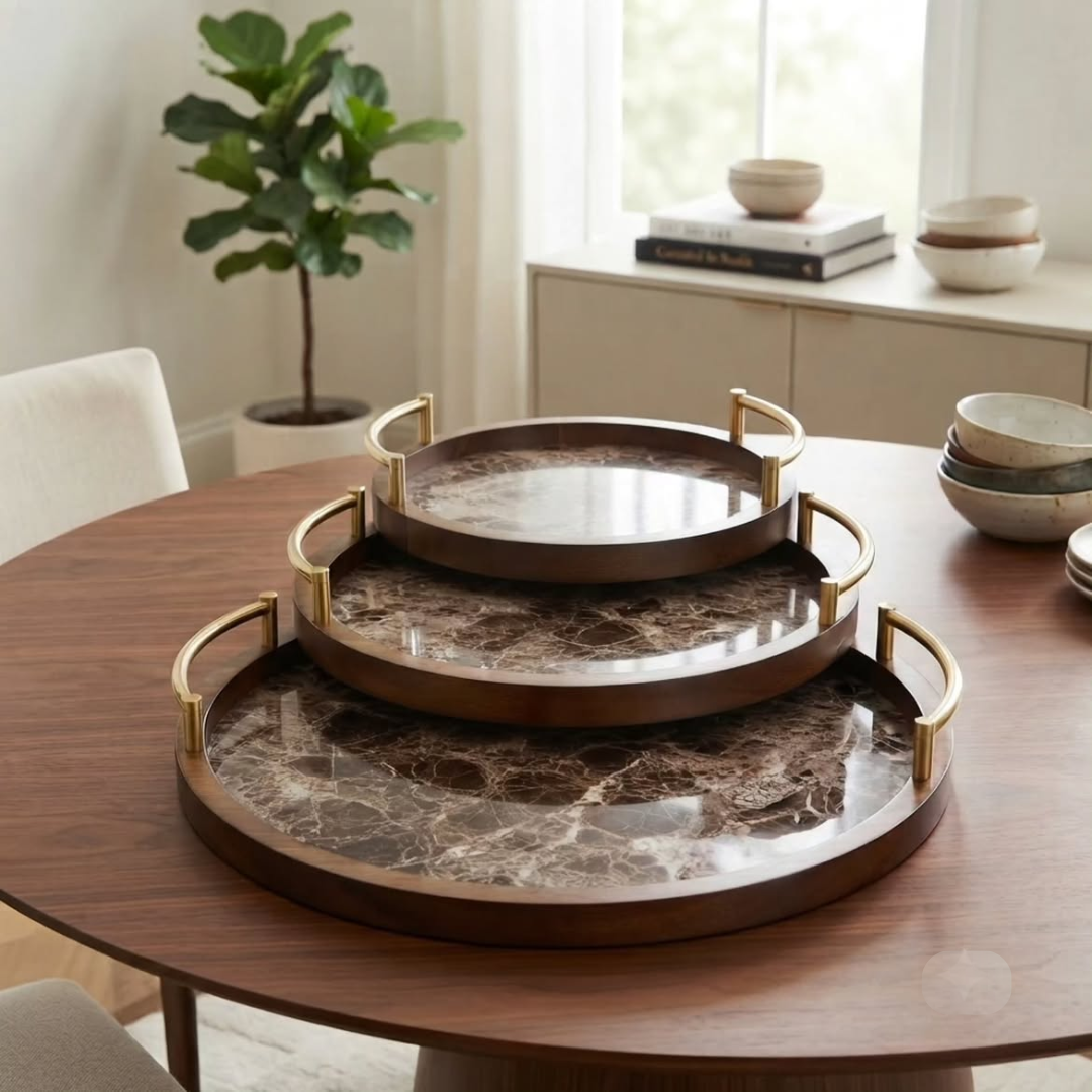 3-Piece Bamboo Nesting Trays with Grey Handles