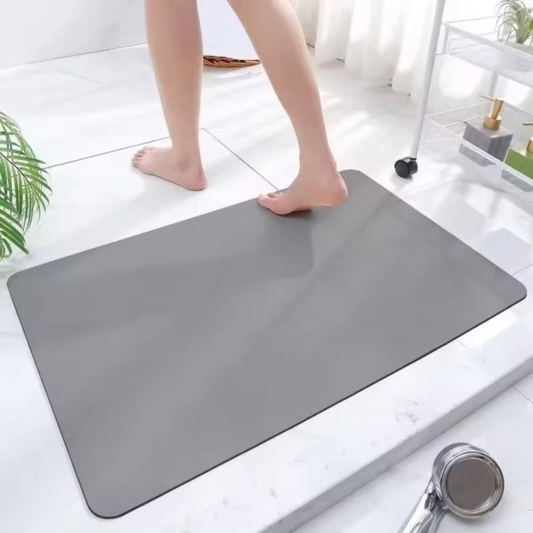 Grey Absorbent Non-Slip Bath Mat