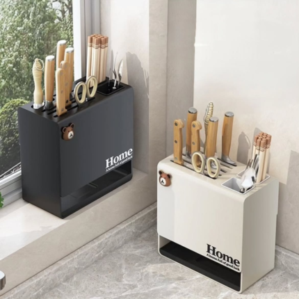 Wall-Mounted Multi-Functional Knife Rack and Chopstick Holder