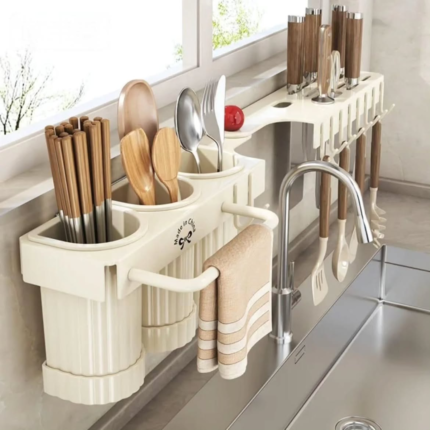 Multifunctional Wall-Mounted Cutlery Storage Rack