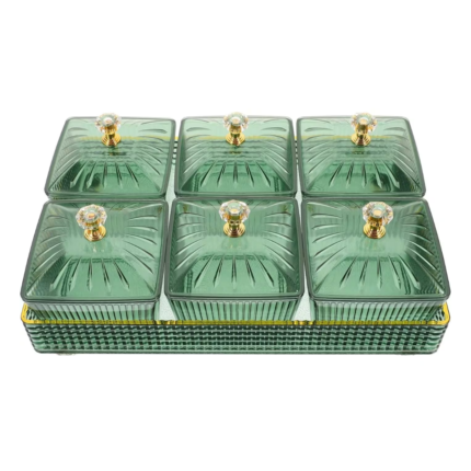 7 Set Acrylic Square Candy Serving Plate Bowl Stand with Base Tray