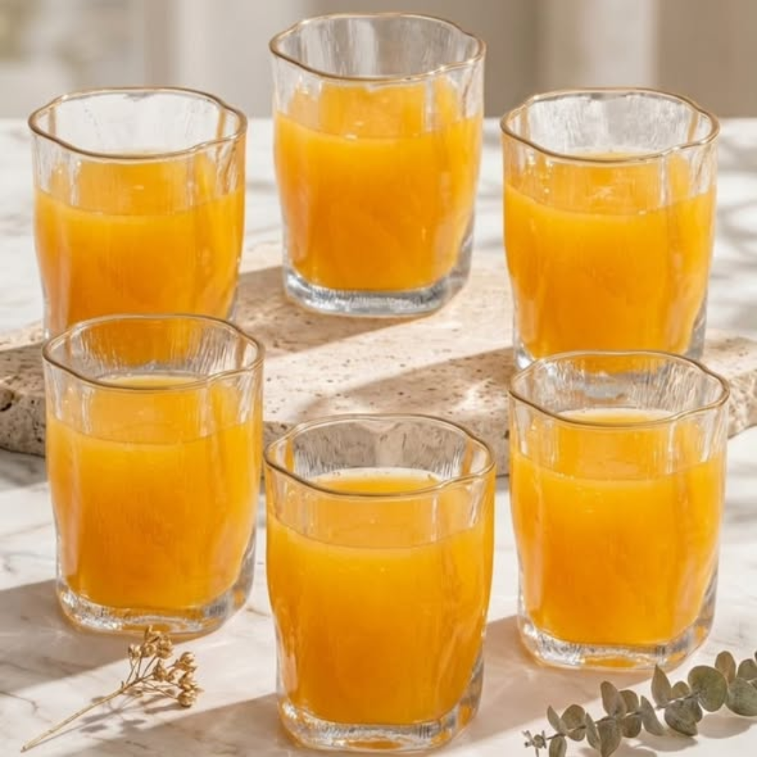 6Pcs Short Whiskey Glasses With Gold Rim