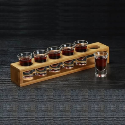 Bamboo Shot Glass Holder with 6 Slots