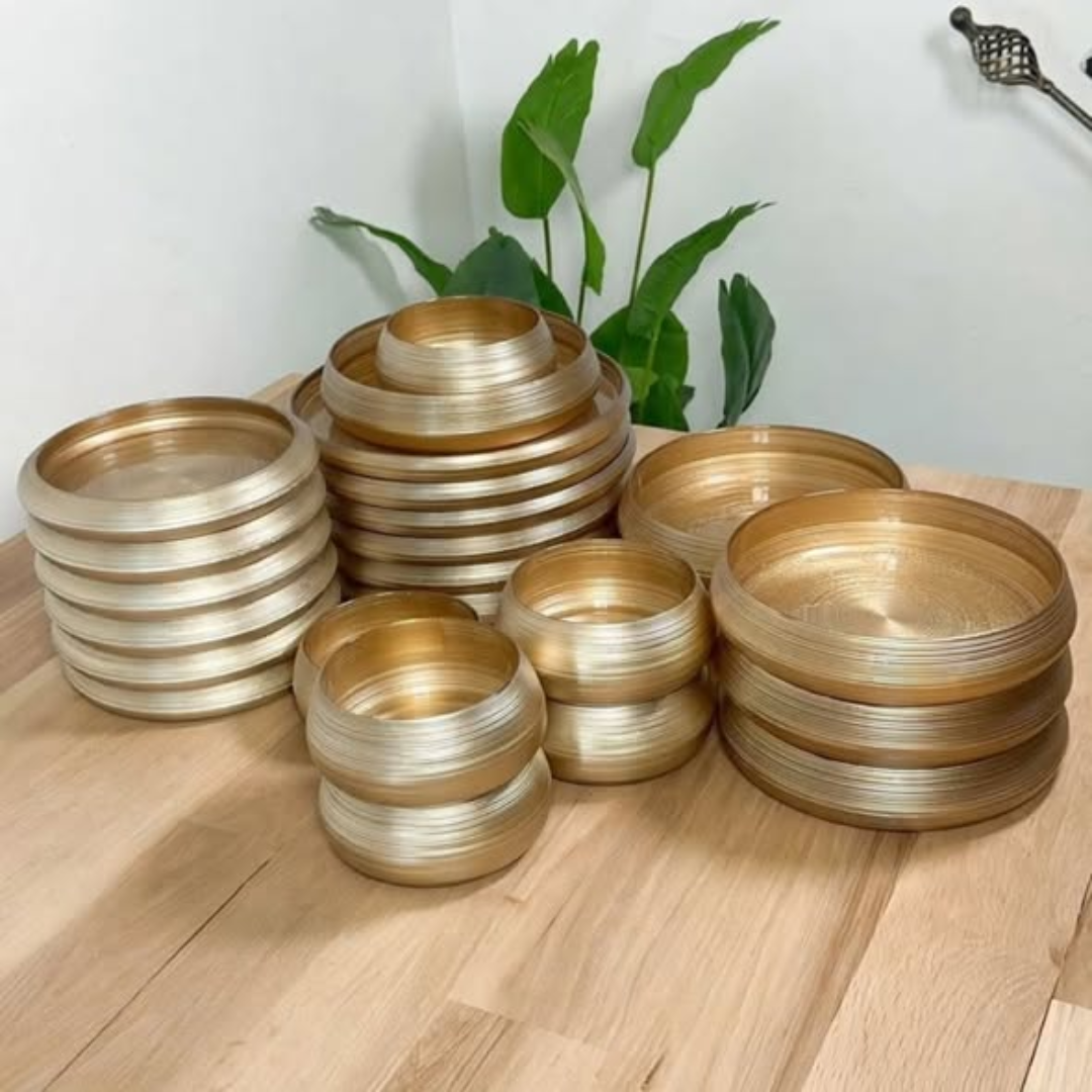 24Pcs Gold/Brown Dinner Set
