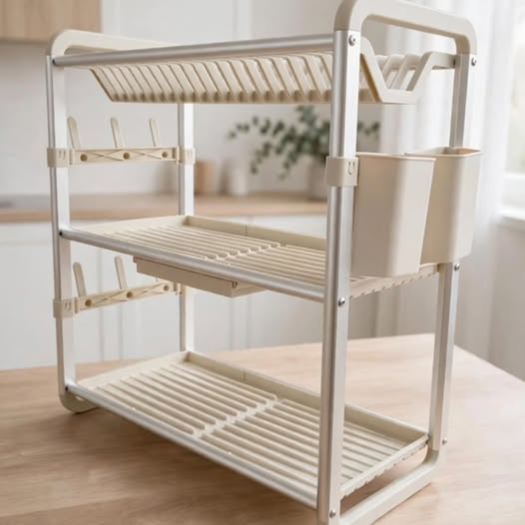3-Tier Cream Dish Rack