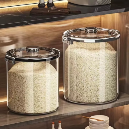 Acrylic Airtight Rice Storage Bucket With Flip-Top Lid
