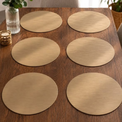 6Pcs Metallic Bronze Effect Round Table Mats