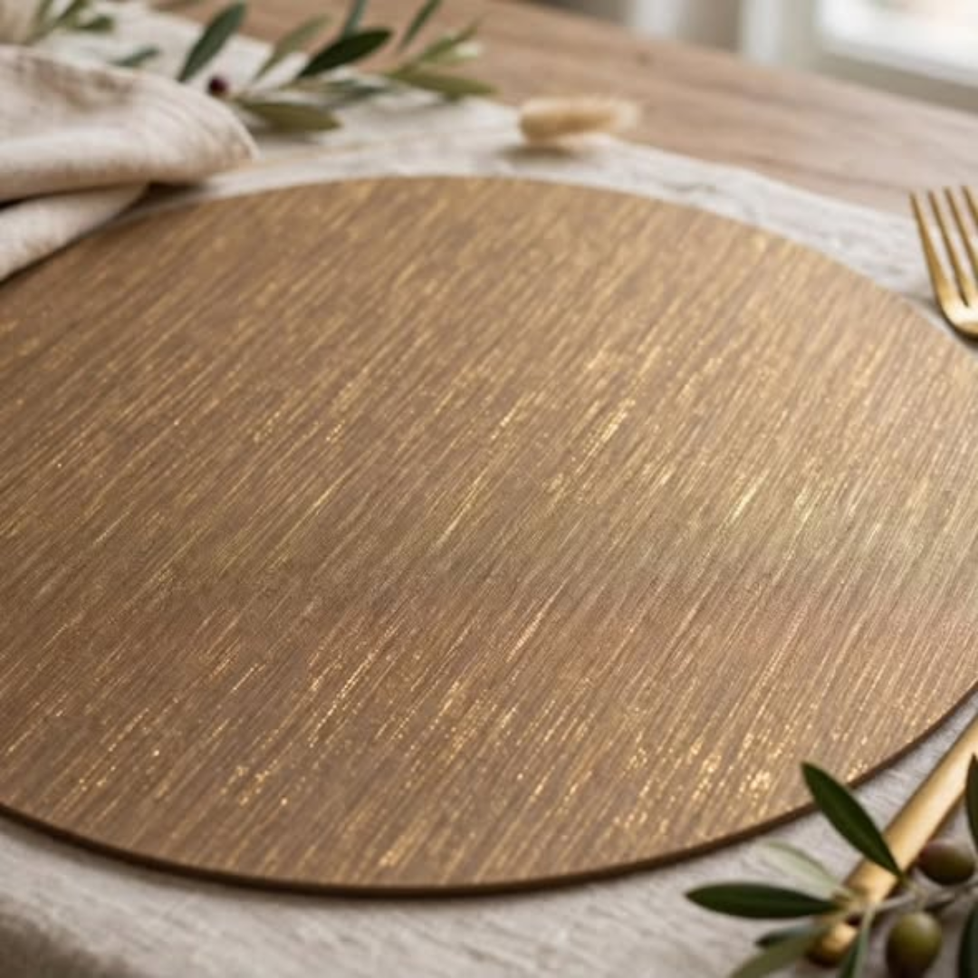 6Pcs Metallic Bronze Effect Round Table Mats