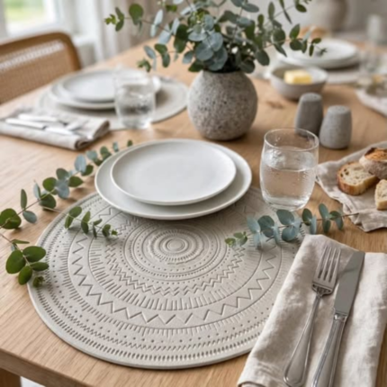 Embossed PU leather Round Placemats