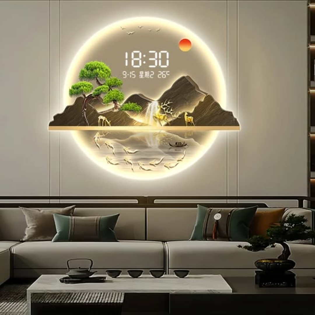 Pine 3D LED Decorative Wall Clock