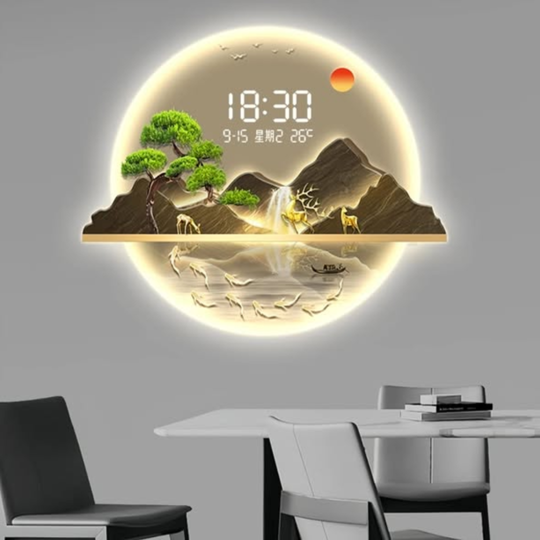 Pine 3D LED Decorative Wall Clock
