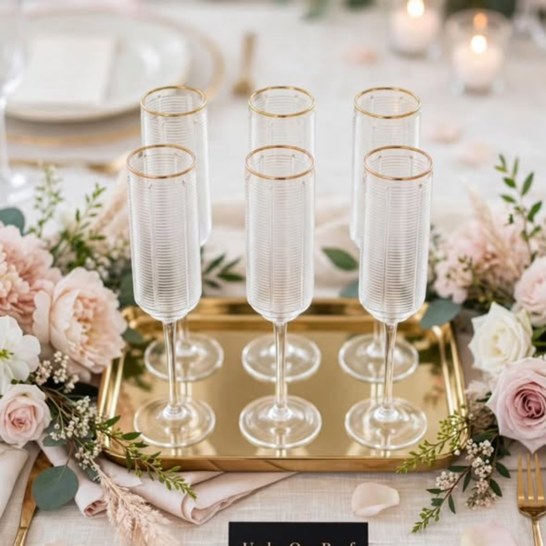 Champagne Flutes With a Gold Rim