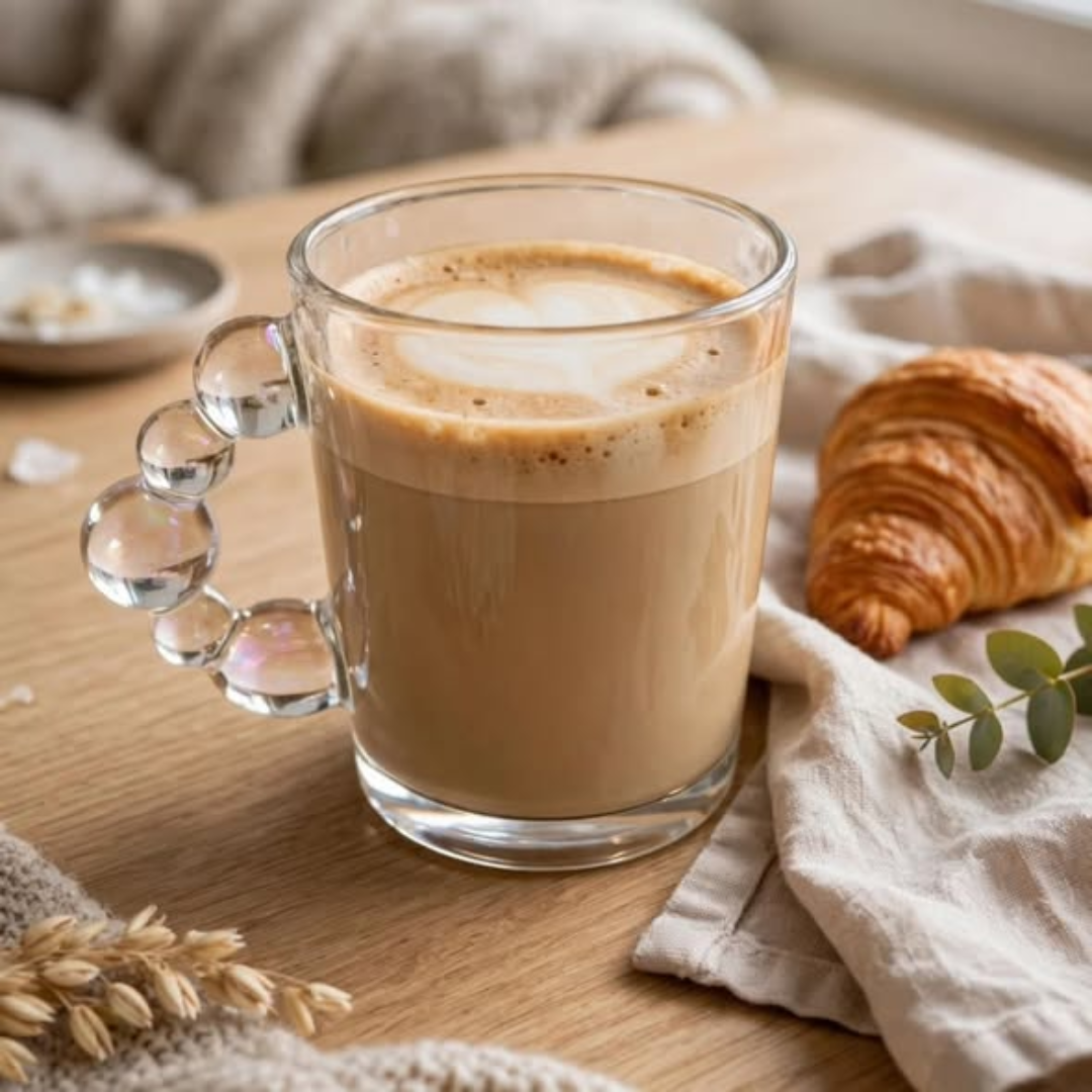 6Pcs Bubble Handle Glass Mugs