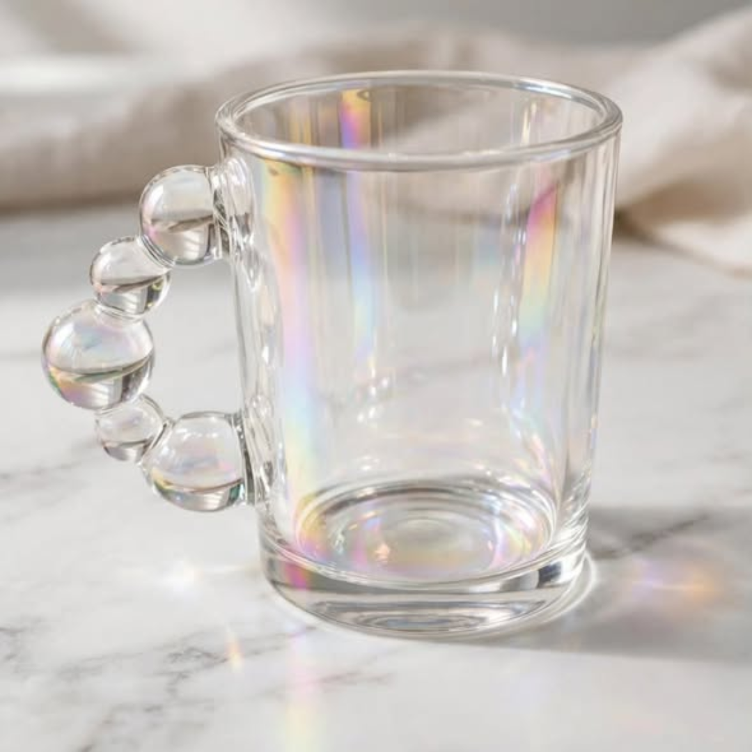 6Pcs Bubble Handle Glass Mugs