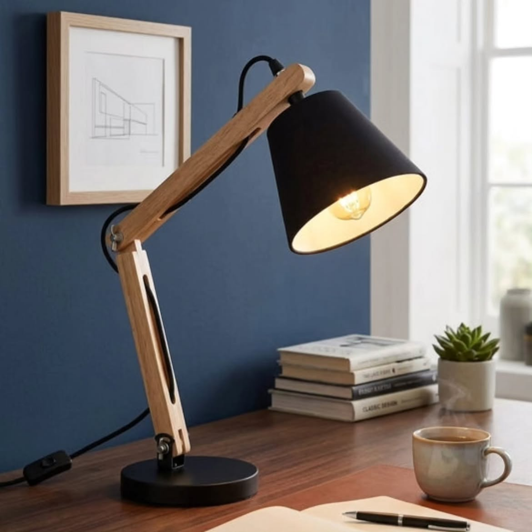 Adjustable Wooden Desk Lamp