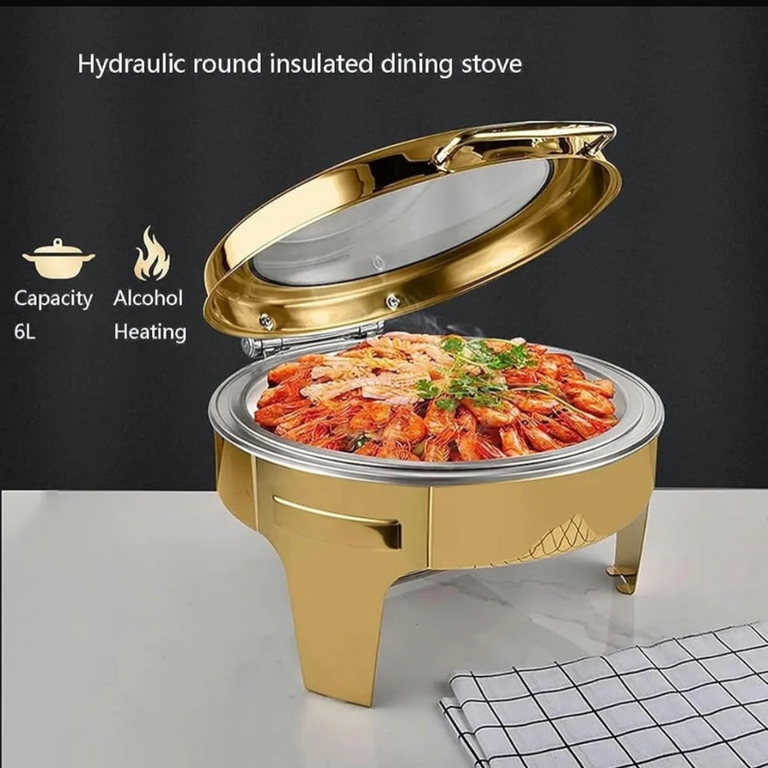 Chaffing Dishes with Gold Accents