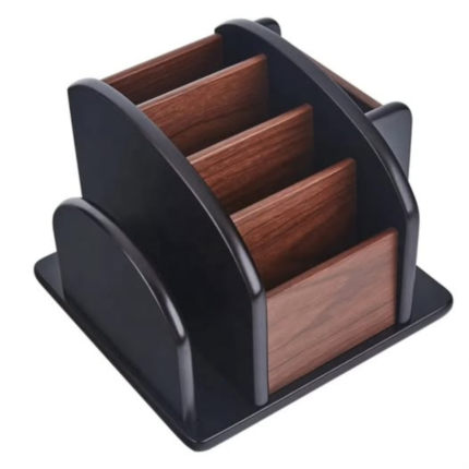 Wooden Rotating Desktop Organizer and Remote Control Caddy