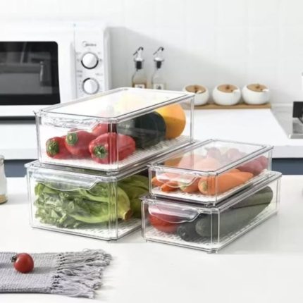 4Pcs Big capacity BPA-Free Stackable Acrylic Fridge Organizer