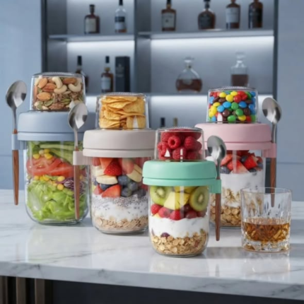 4Pcs Set Glass Oat Jars