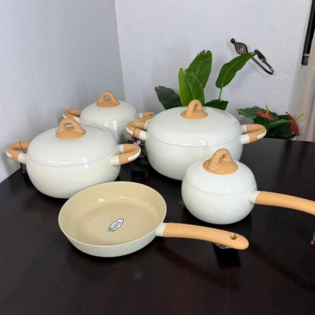 9PcS Cream Beige Non-Stick Set with ceramic Coating
