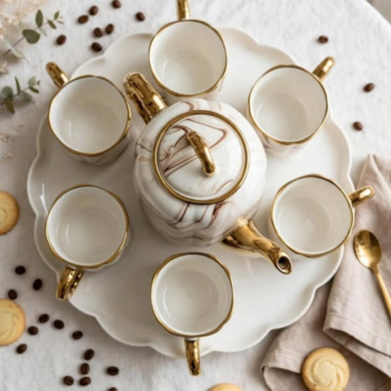 Brown Marble Tea Set